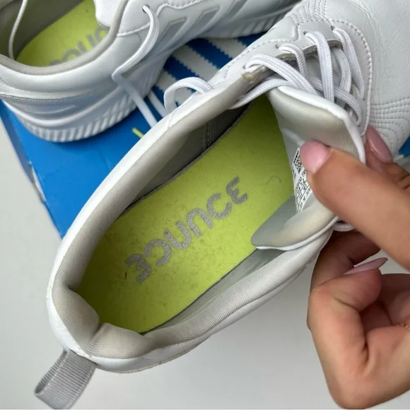 Adidas Golf Bounce White and Yellow Athletic Shoes - Picture 6 of 7